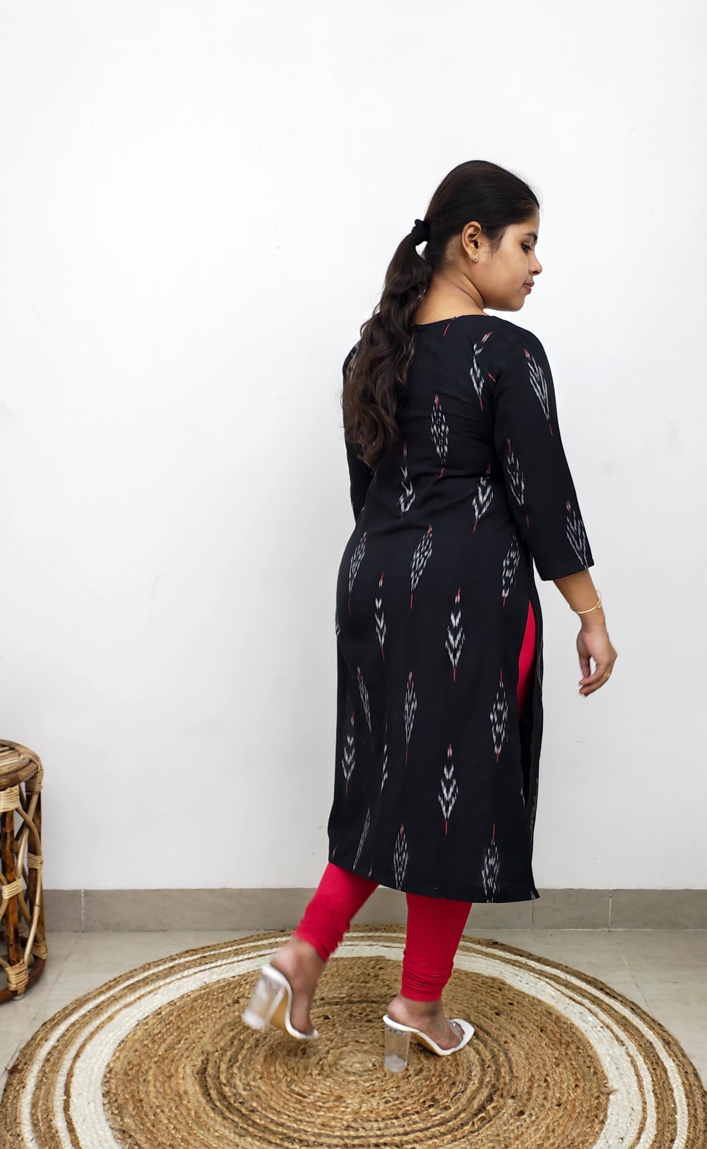 Black & Red Ikat Kurti