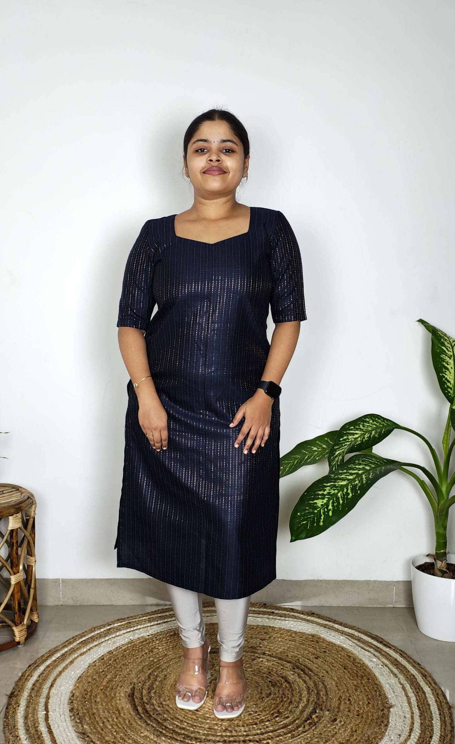 Midnight Blue Chanderi Kurti