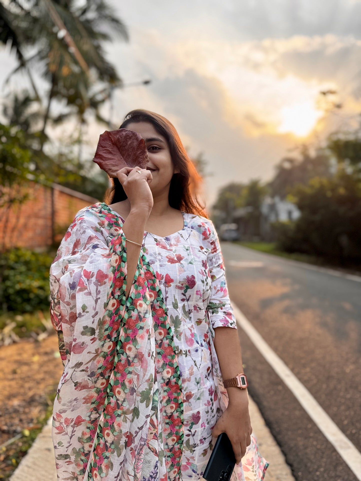 Linen Floral Kurti set