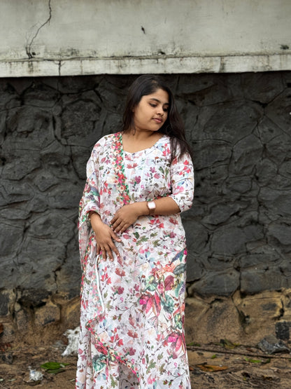 Linen Floral Kurti set