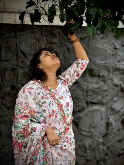 Linen Floral Kurti set