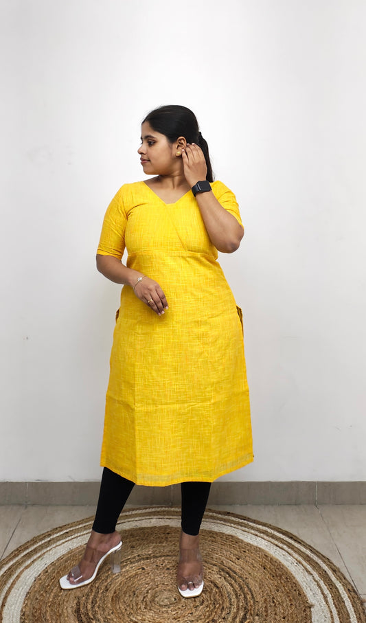 Daffodil Yellow Slub Cotton