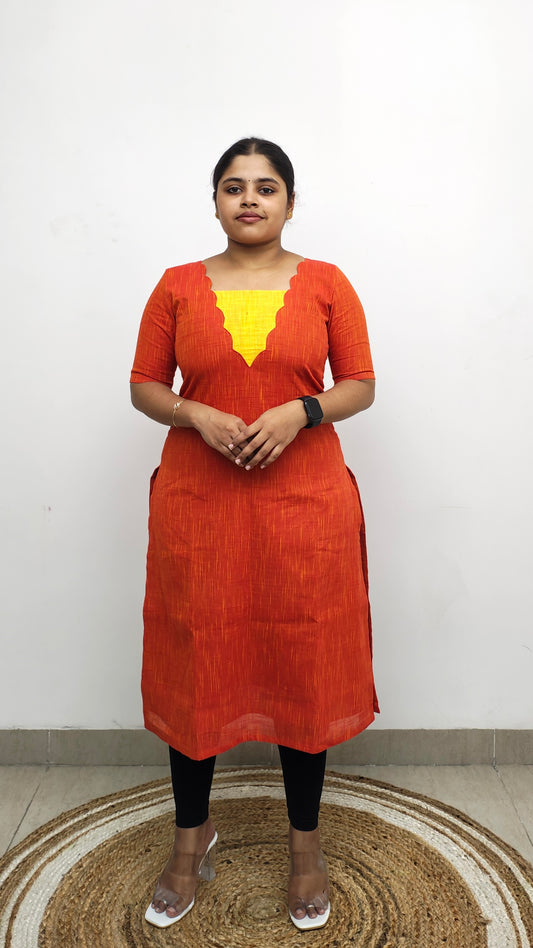 Sunset Orange Slub Cotton