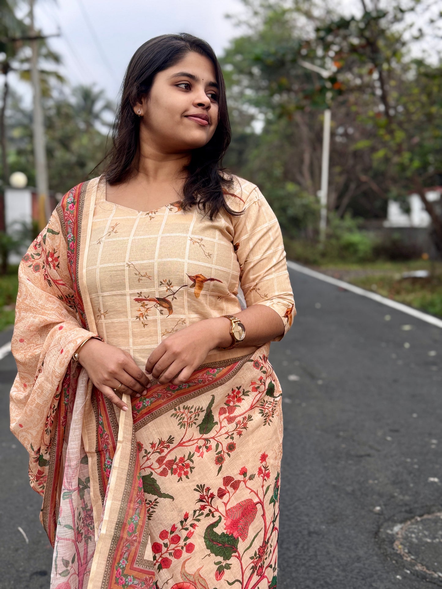Floral Paravaigal Linen Cotton Set
