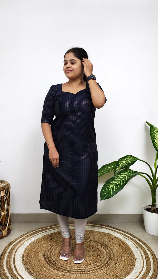 Midnight Blue Chanderi Kurti