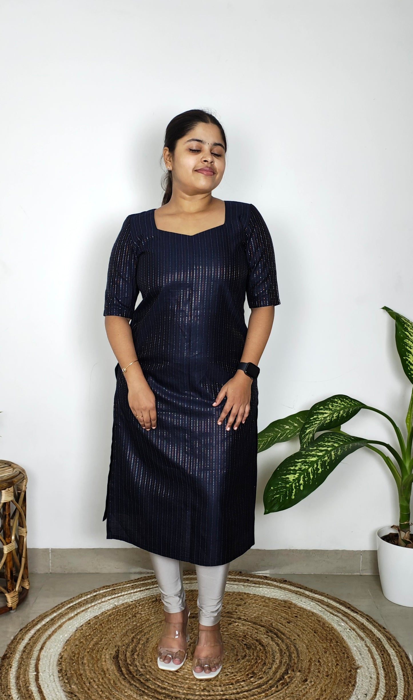 Midnight Blue Chanderi Kurti