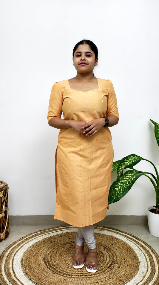Pastel Orange Chanderi Kurti