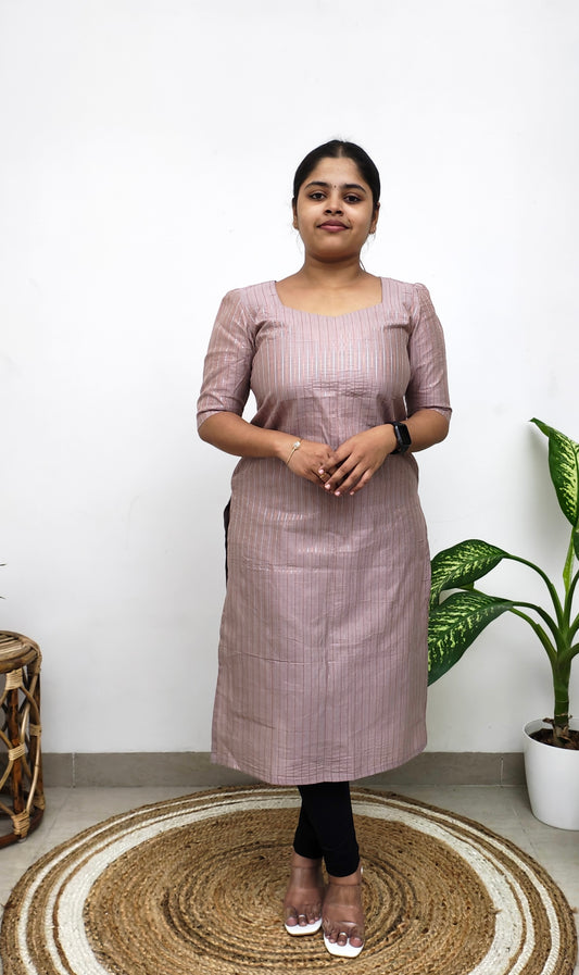 Pastel Peach Chanderi Kurti