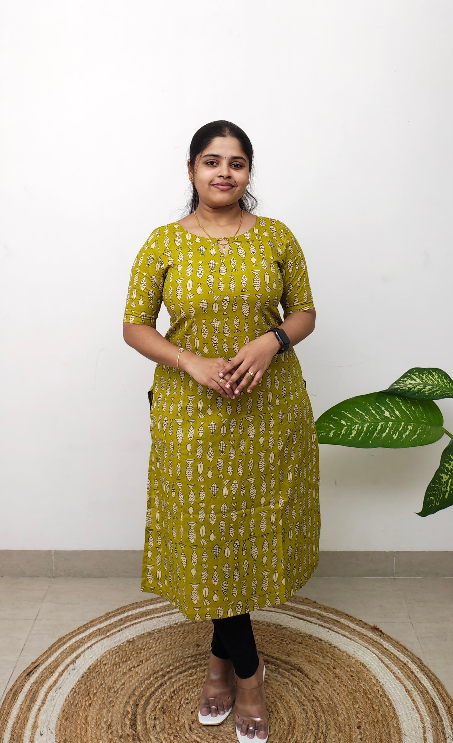 Cotton Print Kurti - Greeny Meengal