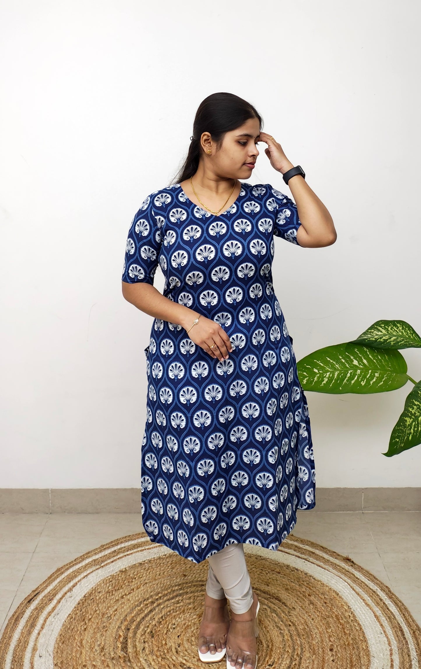 Cotton Print Kurti - Indigo Ilaigal