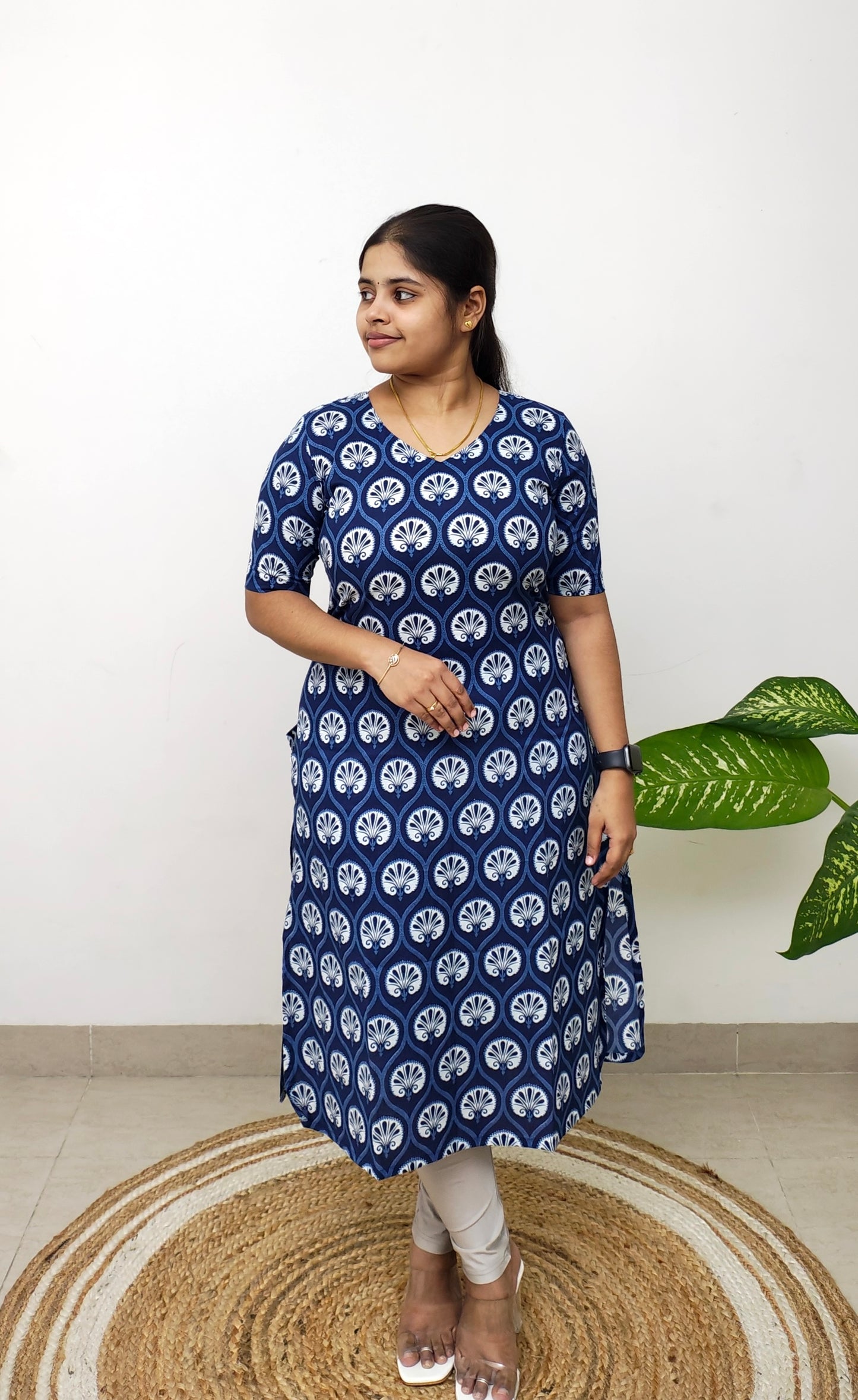 Cotton Print Kurti - Indigo Ilaigal